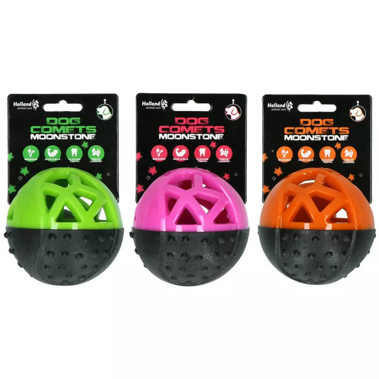 Dog Comets Moonstone traktatiebal roze – vulbare snackbal van duurzaam rubber met pieper voor honden
