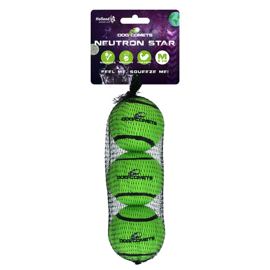 Dog Comets Neutron Star tennisbal met pieper M groen – 3-pack (Ø 6 cm)