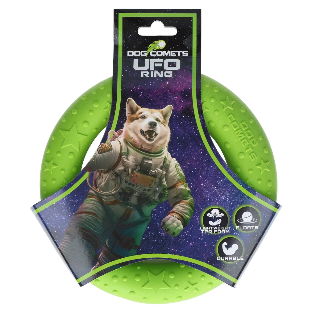 Dog Comets UFO Ring Groen Hondenspeeltje van TPR Schuimrubber