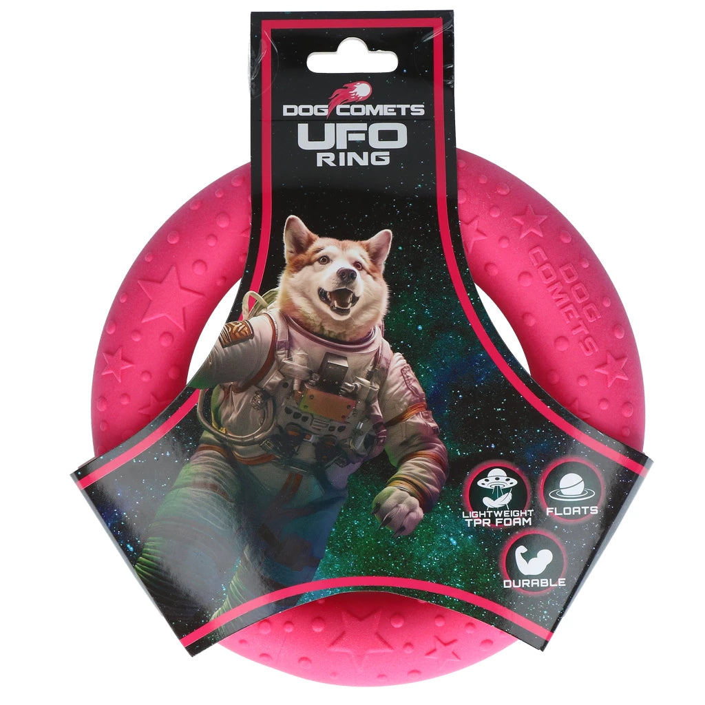 Dog Comets UFO Ring Roze Hondenspeeltje van TPR Schuimrubber