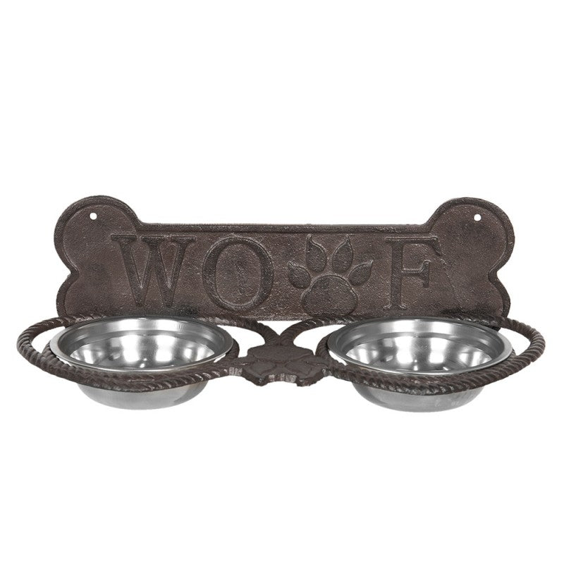 Clayre & Eef Voerbak – Woof – Bruin ijzer (2×300 ml)