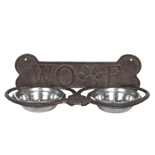 Clayre & Eef Voerbak – Woof – Bruin ijzer (2×300 ml)