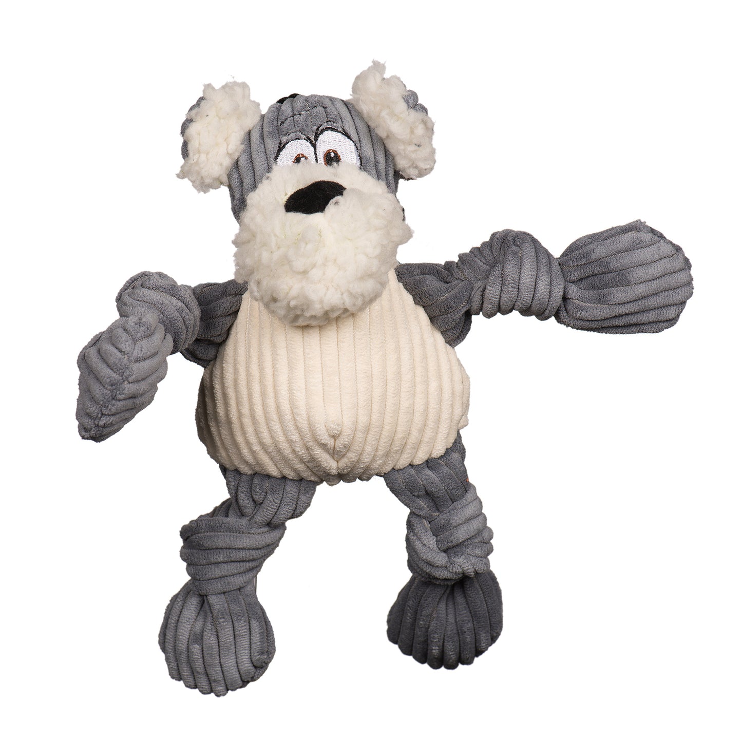 HuggleHounds Roscoe Knottie Small pluche knotted hondenspeelgoed met 5 squeakers