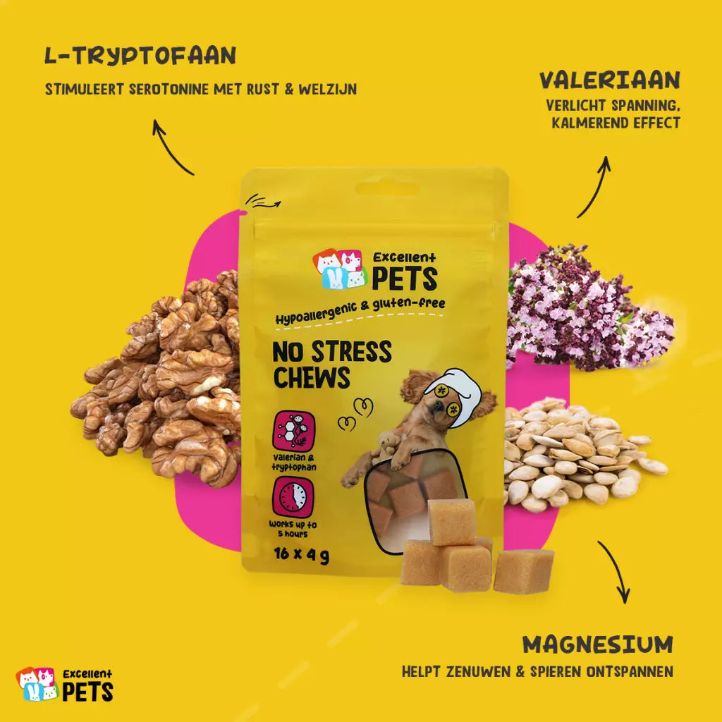 Excellent Pets No Stress Soft Chews voor Honden – Kalmerende Soft Chews