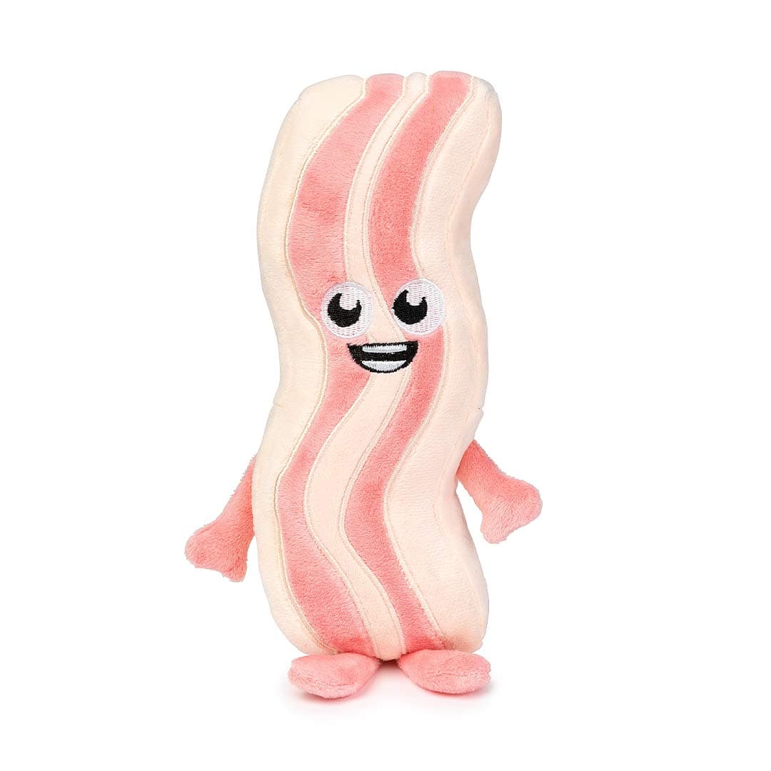 FuzzYard Meat Head Kevin Bacon pluche hondenspeeltje in de vorm van een vrolijke plak bacon.