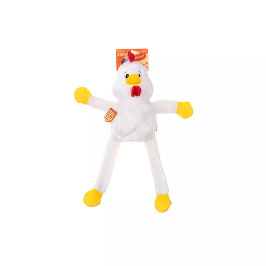 Growl PullDozers Witte Kip hondenspeeltje met lage pieper