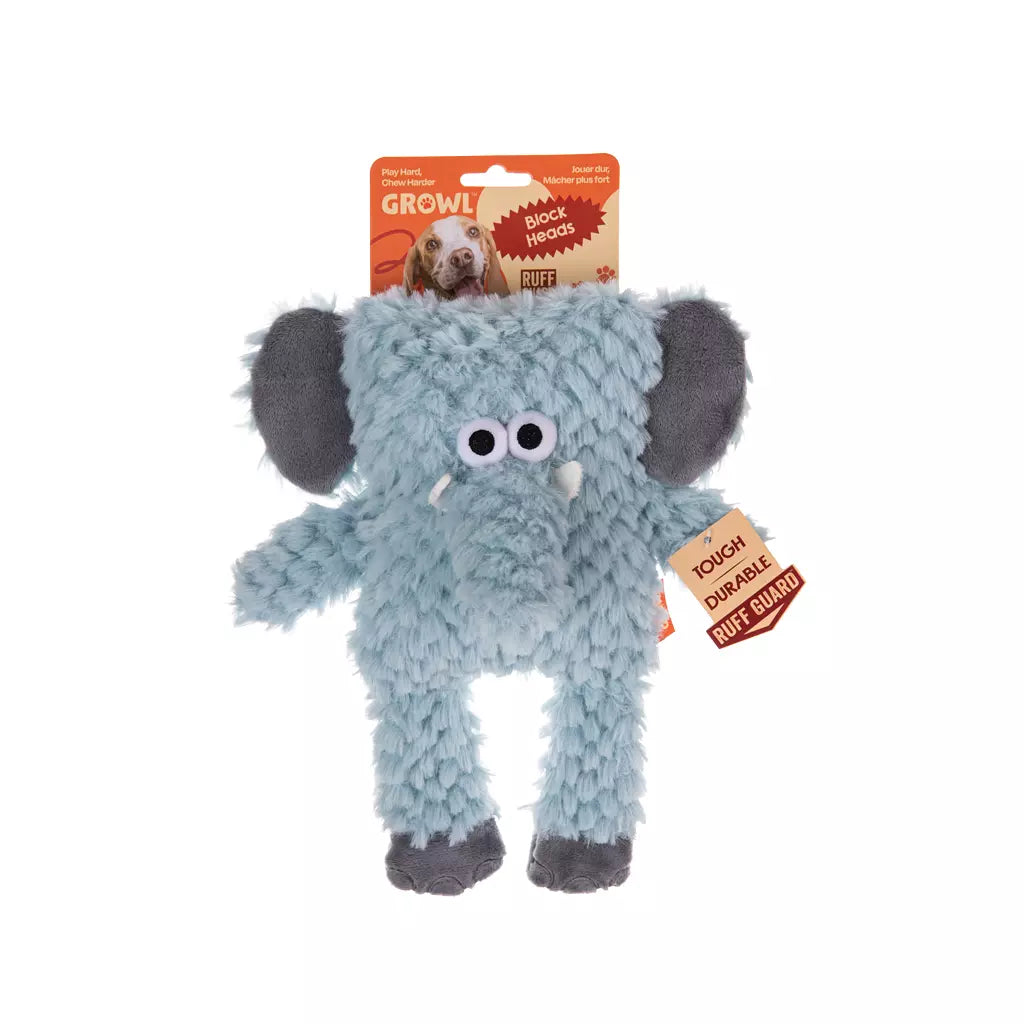 Growl Block Heads Trunky de Olifant pluche hondenspeeltje met verborgen pieper(s)