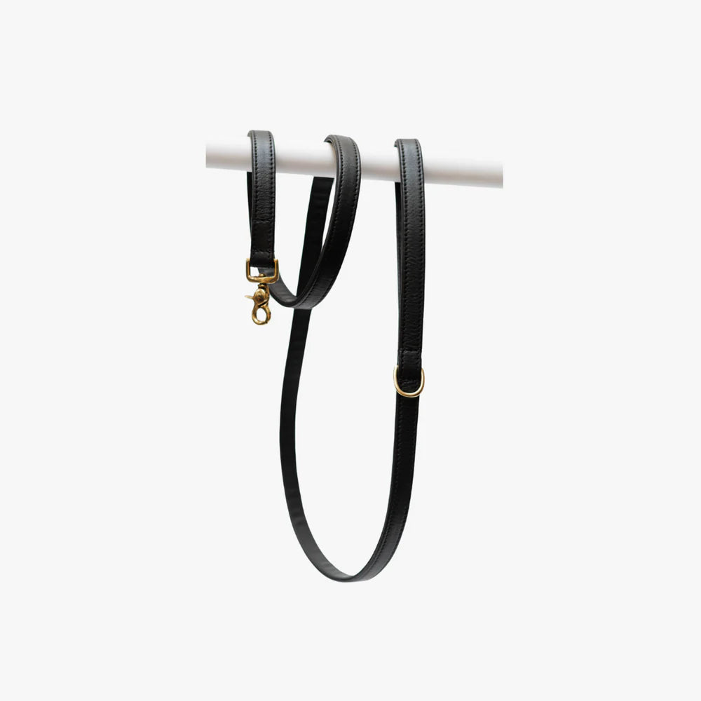 Luxe hondenlijn zwart messing hardware