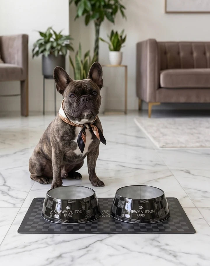 Haute Diggity Dog Chewy Vuiton Hondenvoerbak – Black Checker