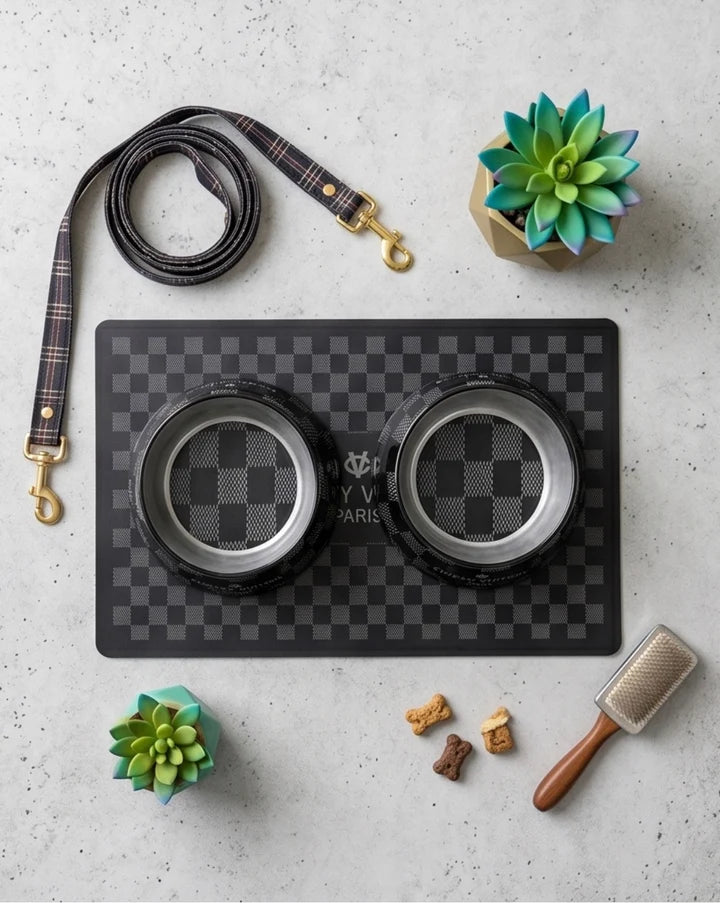 Haute Diggity Dog Chewy Vuiton Black Checker Voerbakmat