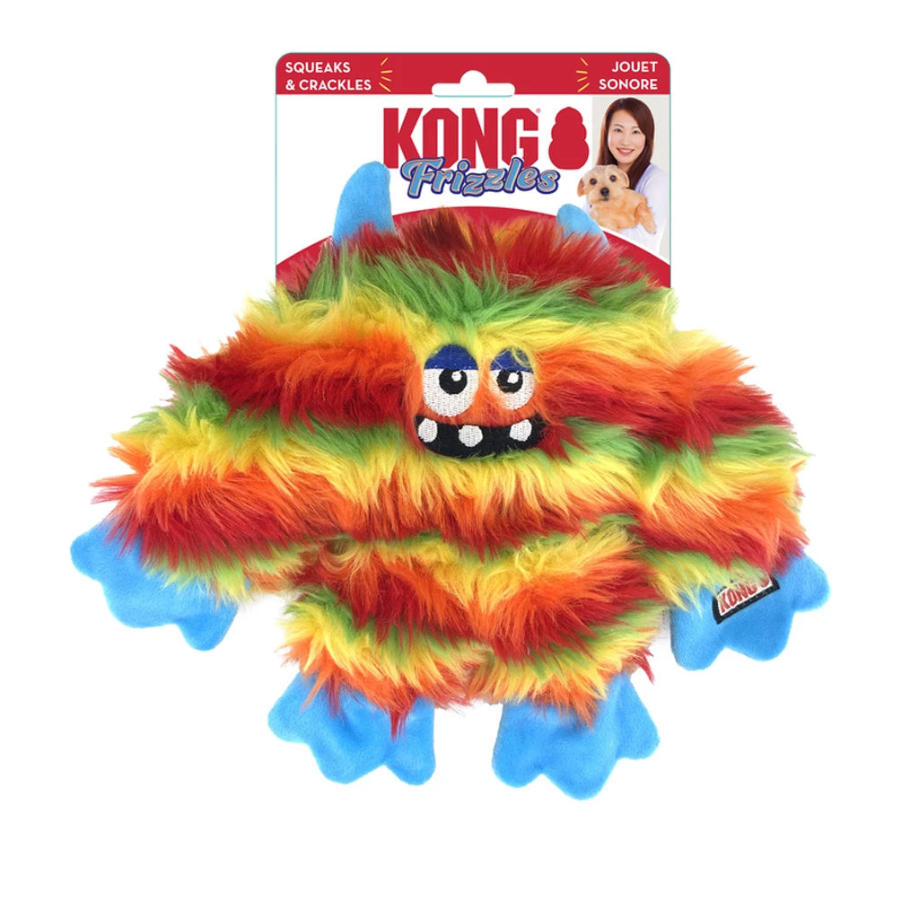 KONG Frizzles Zazzle pluche hondenspeelgoed met pieper en crinkle