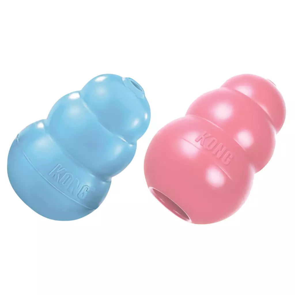 KONG Puppy Assorti hondenspeeltje van zacht rubber voor puppy’s in assorti kleuren en meerdere maten.