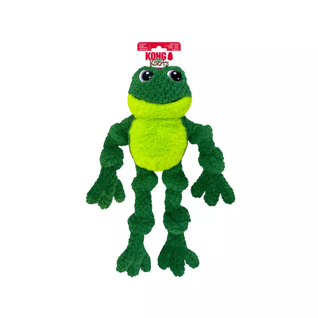 KONG Knots Floppy Frog hondenspeeltje met intern touwskelet en piepers