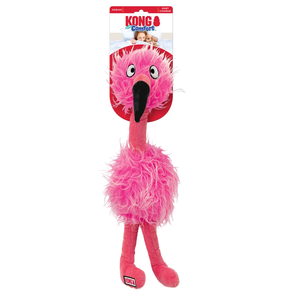 KONG Comfort Jumbo Birds Assorti extra grote pluche hondenknuffel met lang lijf en 2 piepers.