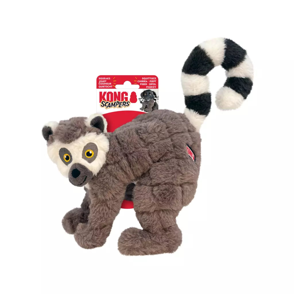 KONG Scampers Lemur pluche hondenspeeltje met lage pieper