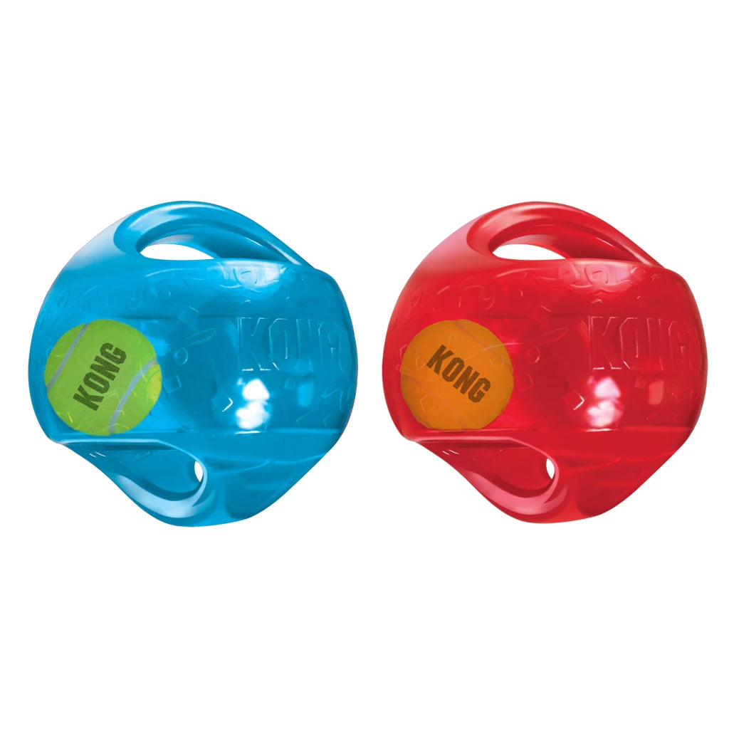 KONG Jumbler Ball L/XL – 2-in-1 hondenbal met tennisbal binnenin en pieper (Ø 17,78 cm)