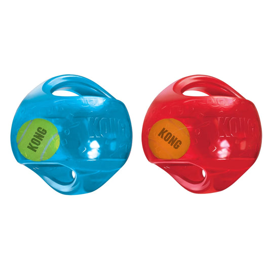 KONG Jumbler Ball L/XL – 2-in-1 hondenbal met tennisbal binnenin en pieper (Ø 17,78 cm)