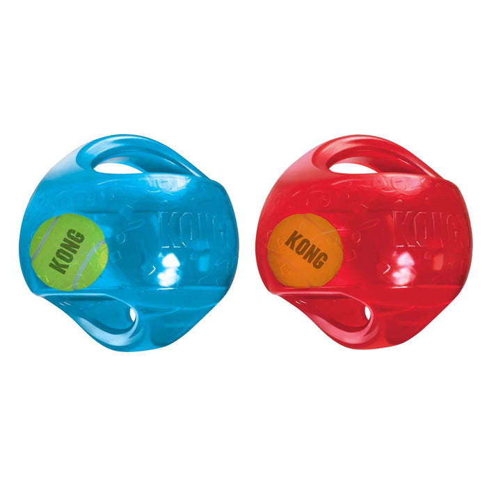 KONG Jumbler Ball L/XL | Stevige Speelbal met Tennisbal & Pieper
