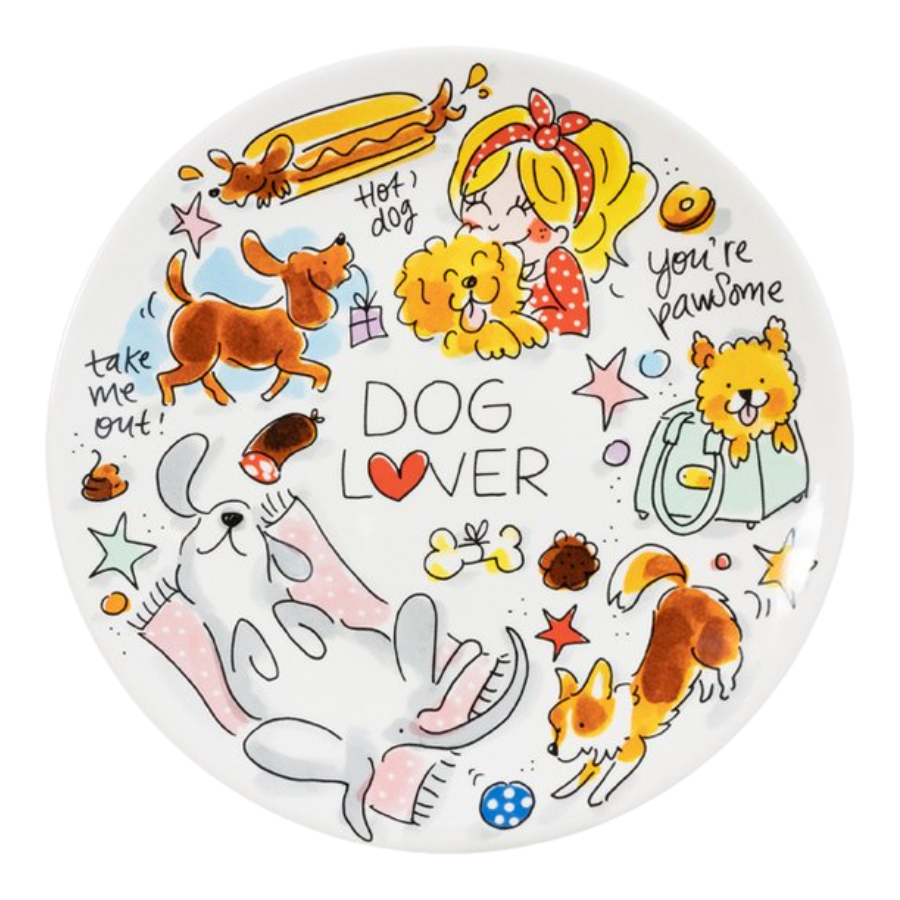 Blond Amsterdam Ontbijtbord Dog Lover Ø22 cm – Aardewerk Bord met Honden Illustraties & Quotes