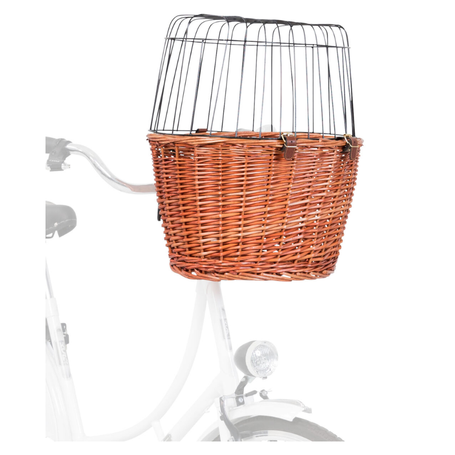 TRIXIE stuur hondenfietsmand naturel van wilgenteen met draadkoepel (kunststof coating) – 44x48x33 cm – tot 5 kg