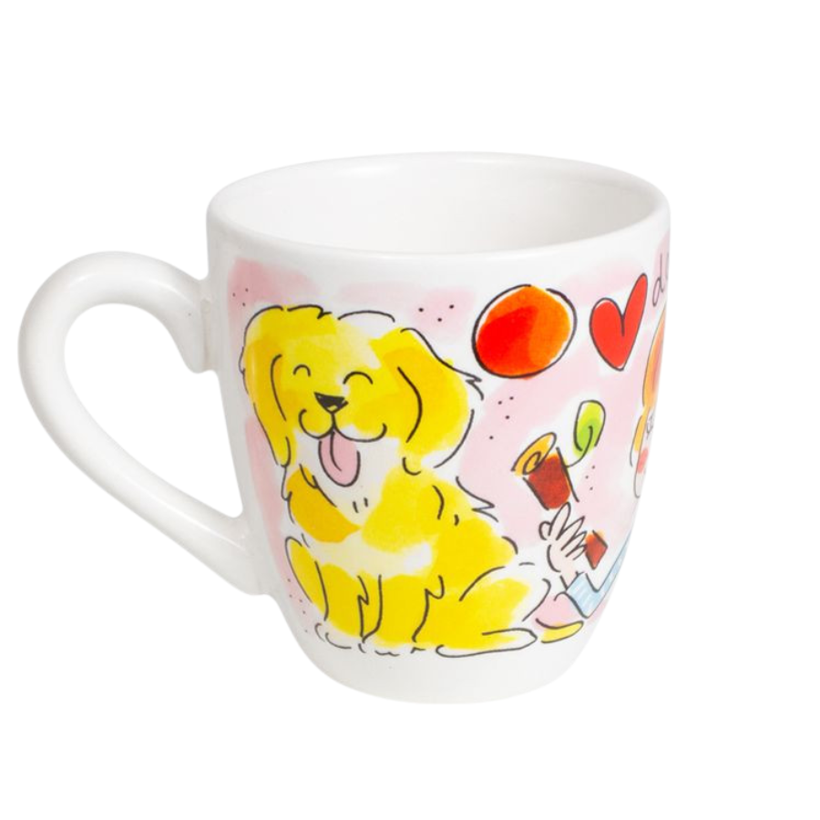 Blond Amsterdam minimok Dog Lover 0,2L – keramische mok met honden illustraties en quote “I love my dog” (Ø8 cm)
