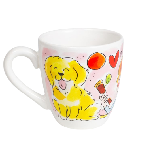 Blond Amsterdam minimok Dog Lover 0,2L – keramische mok met honden illustraties en quote “I love my dog” (Ø8 cm)
