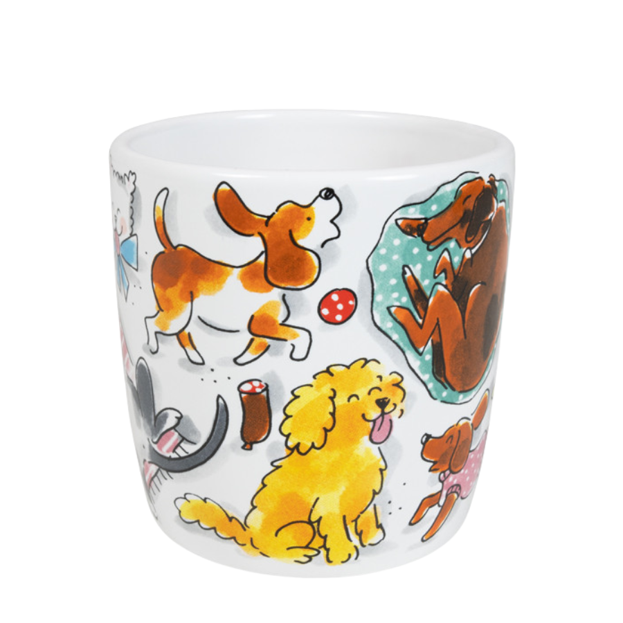 Blond Amsterdam Chunky Mug Dog 0,5L – grote cappuccinobeker met hondenillustraties en tekst “I wuff you”