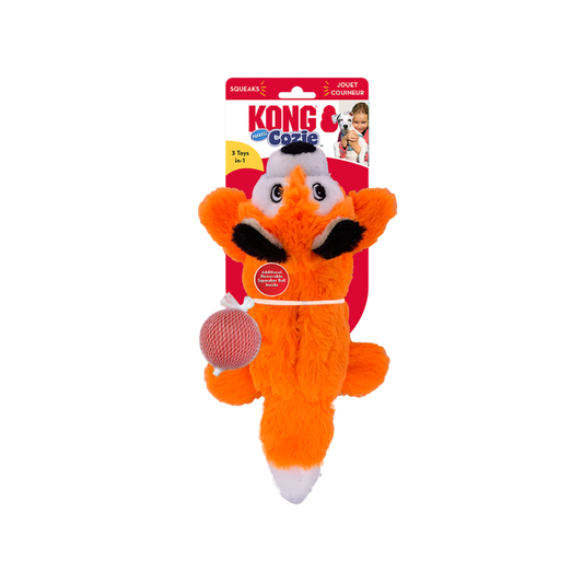 KONG Cozie Pocketz Vos M Hondenspeeltje met Verwijderbare Piepballen