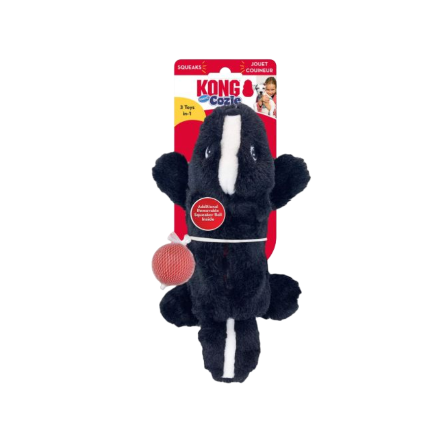 KONG Cozie Pocketz Skunk S Hondenspeeltje met Verwijderbare Piepballen