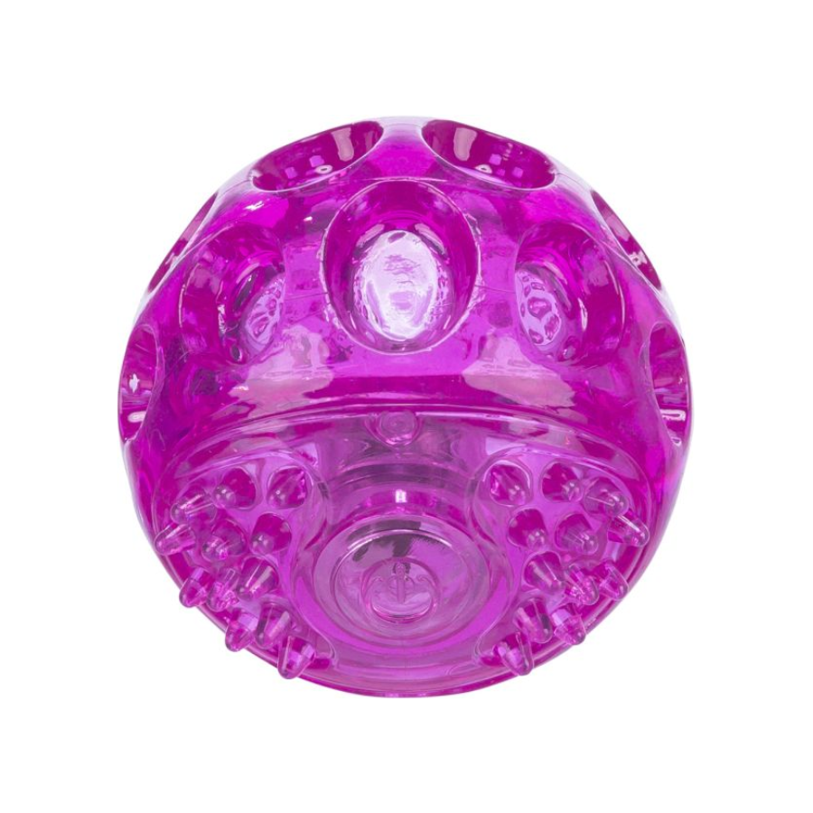 Trixie knipperbal zonder geluid drijvend van TPR in roze, 6 cm voor honden.