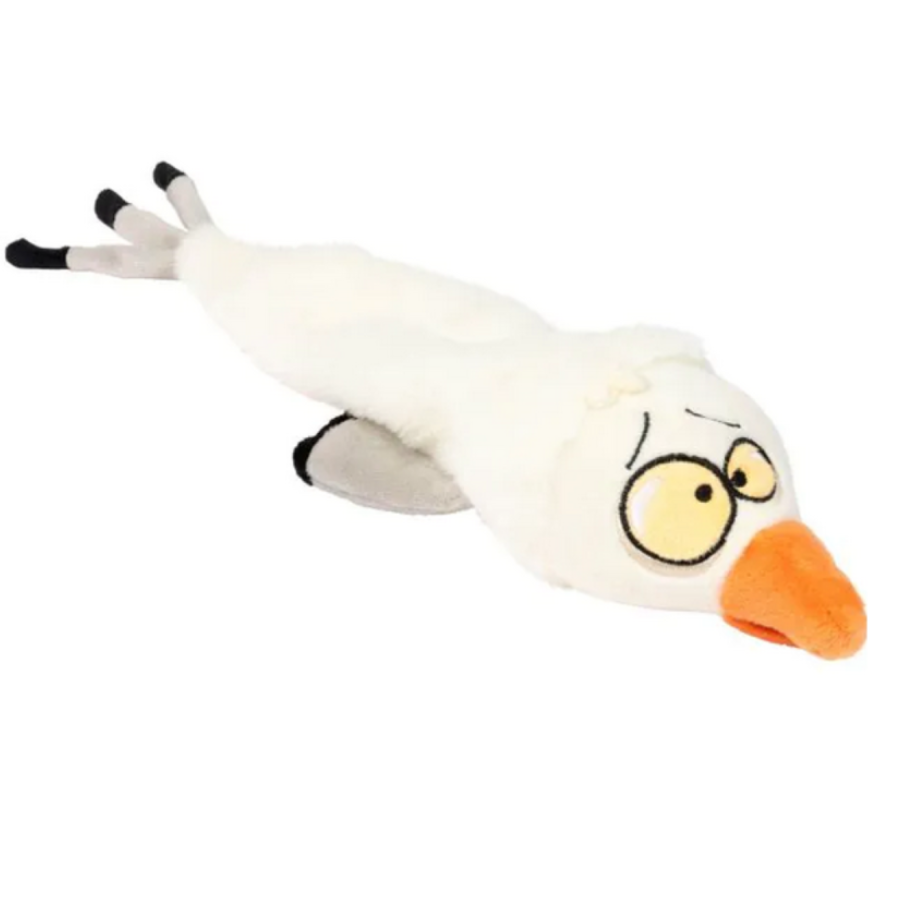 FuzzYard The Yeetz See-Ya Seagull pluche hondenspeeltje met pieper en verzwaarde kop.