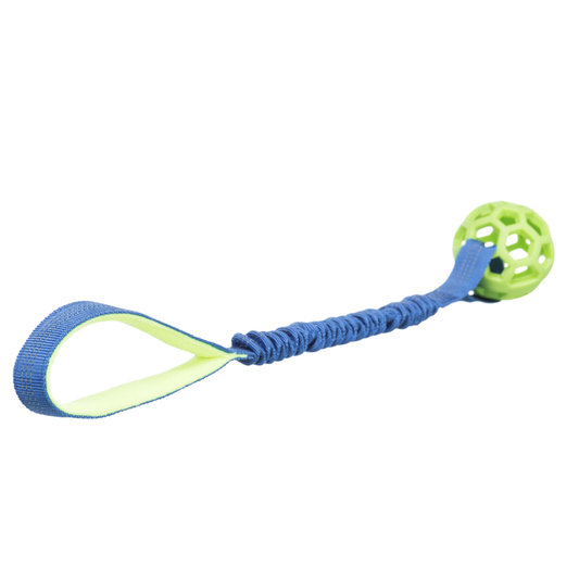 Trixie Bungee Tugger met bal TPR – trek- en apporteerspeeltje met schokdemper (Ø7 cm, 48 cm)