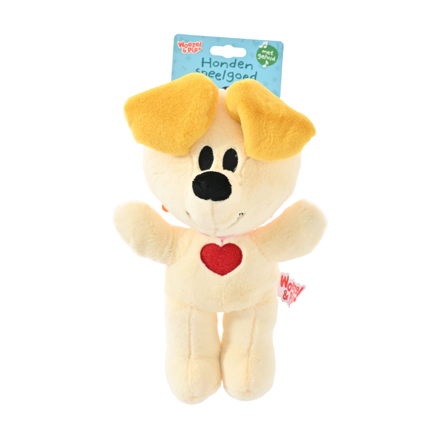 Woezel & Pip Woezel pluche hondenspeelgoed met touwskelet en pieper 23 cm