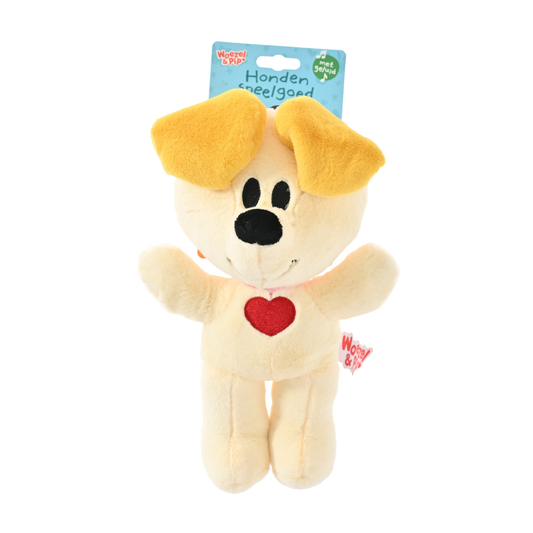 Woezel & Pip Woezel pluche hondenspeelgoed met touwskelet en pieper 23 cm
