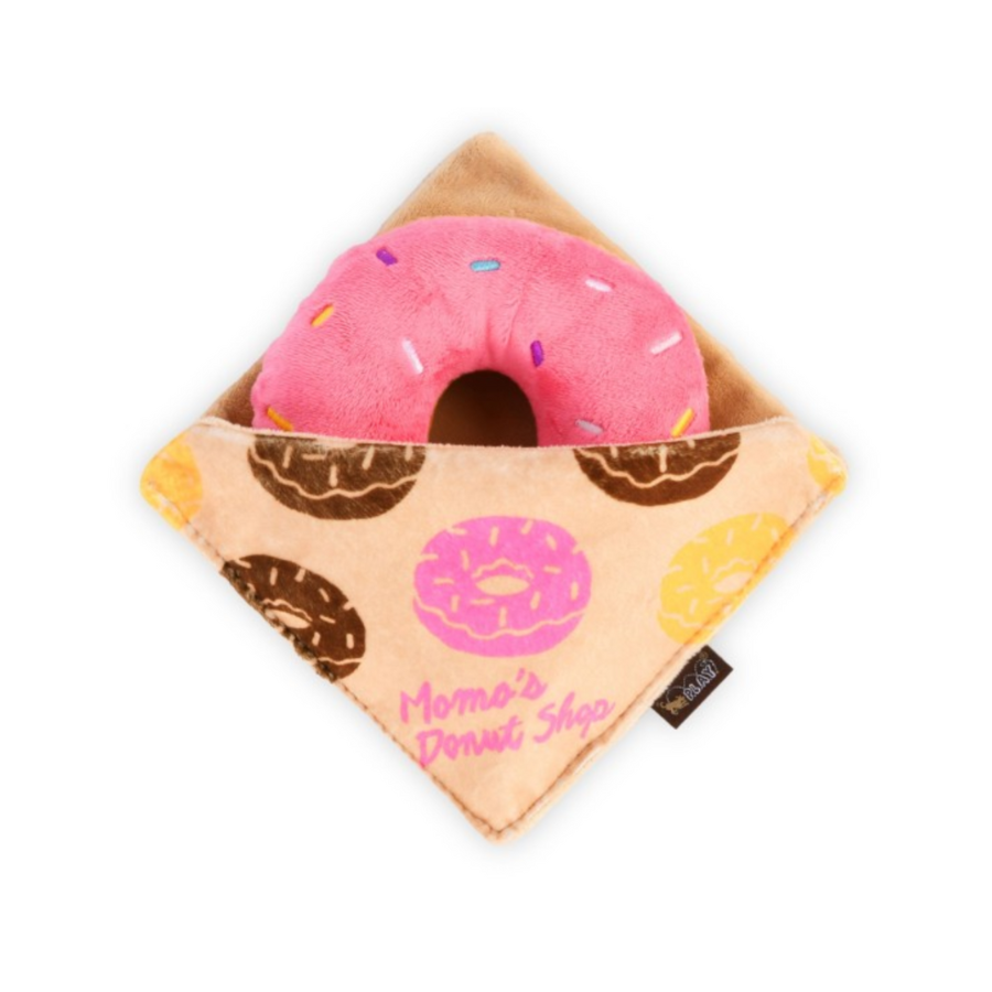 P.L.A.Y. Pup Cup Café Doughboy Donut hondenspeeltje met 2 piepers en knisperhoes