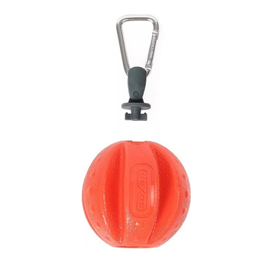 Dexas Offleash bal oranje 7 cm – drijvende hondenbal met geïntegreerde sleutel en snackkamer