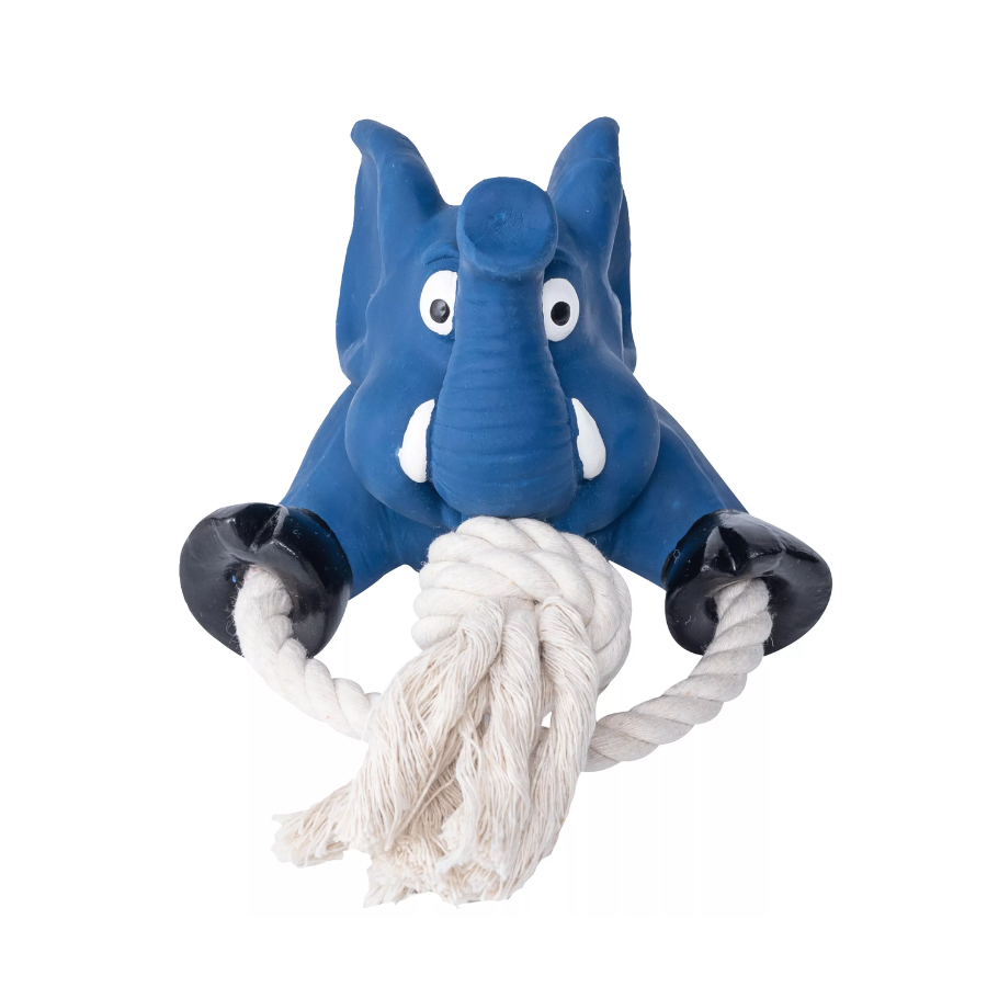 Quapas Fun olifant hondenspeelgoed met touw van latex met pieper