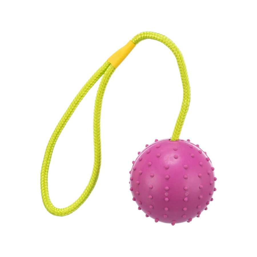 Trixie Bal aan Koord Natuurrubber 6x30cm | Apporteerspeeltje Hond
