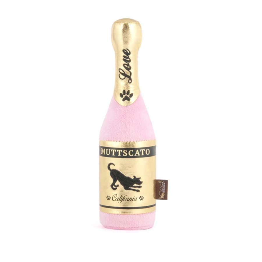 P.L.A.Y. Puppy Love Barkling Bubbly Muttscato hondenspeeltje in de vorm van een fles bubbels.