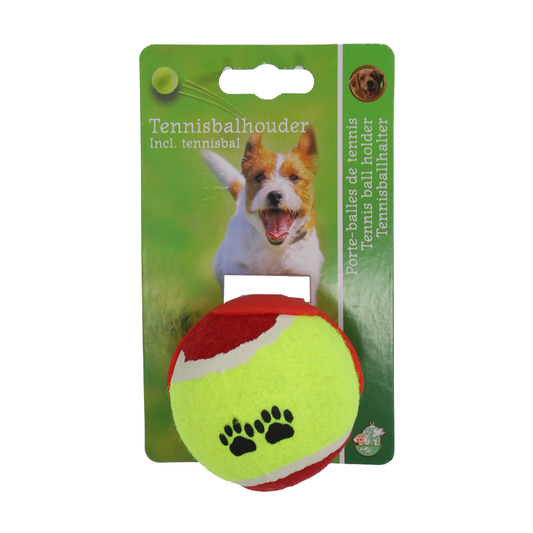 Boon tennisbalhouder rood met tennisbal Ø6 cm – balhouder met schuifclip voor riem of broek