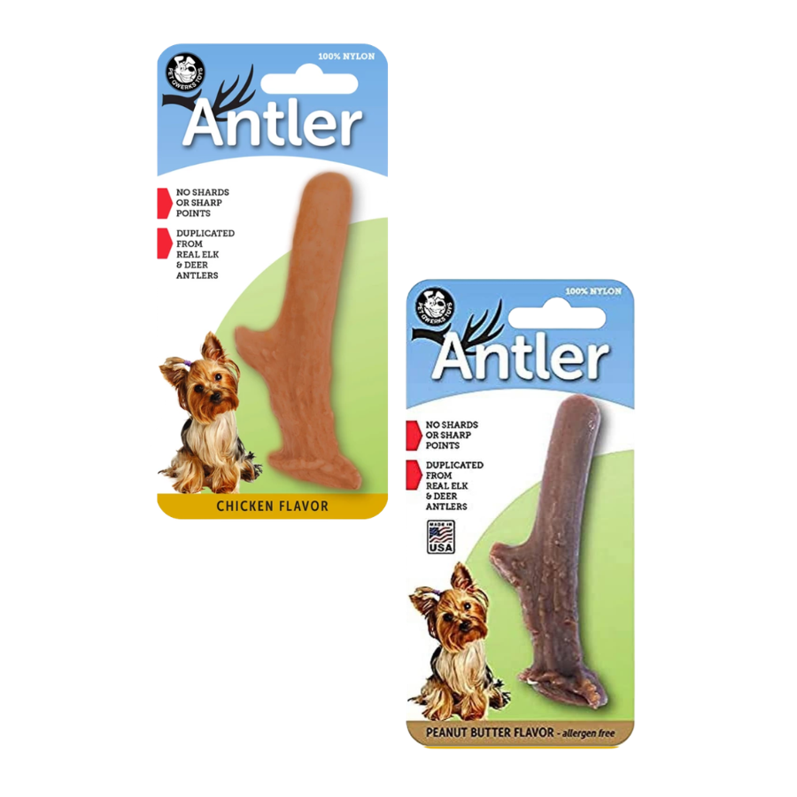 Pet Qwerks Antler – kauwspeelgoed met kip- of pindakaassmaak