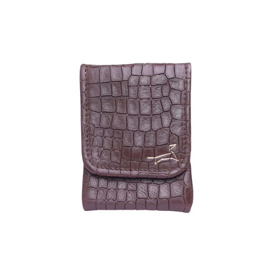Pooch Bag Croco Donkerbruin leren beloningstasje honden