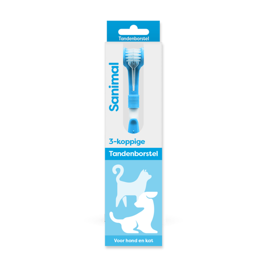 Sanimal tandenborstel 3-koppig hond en kat productfoto