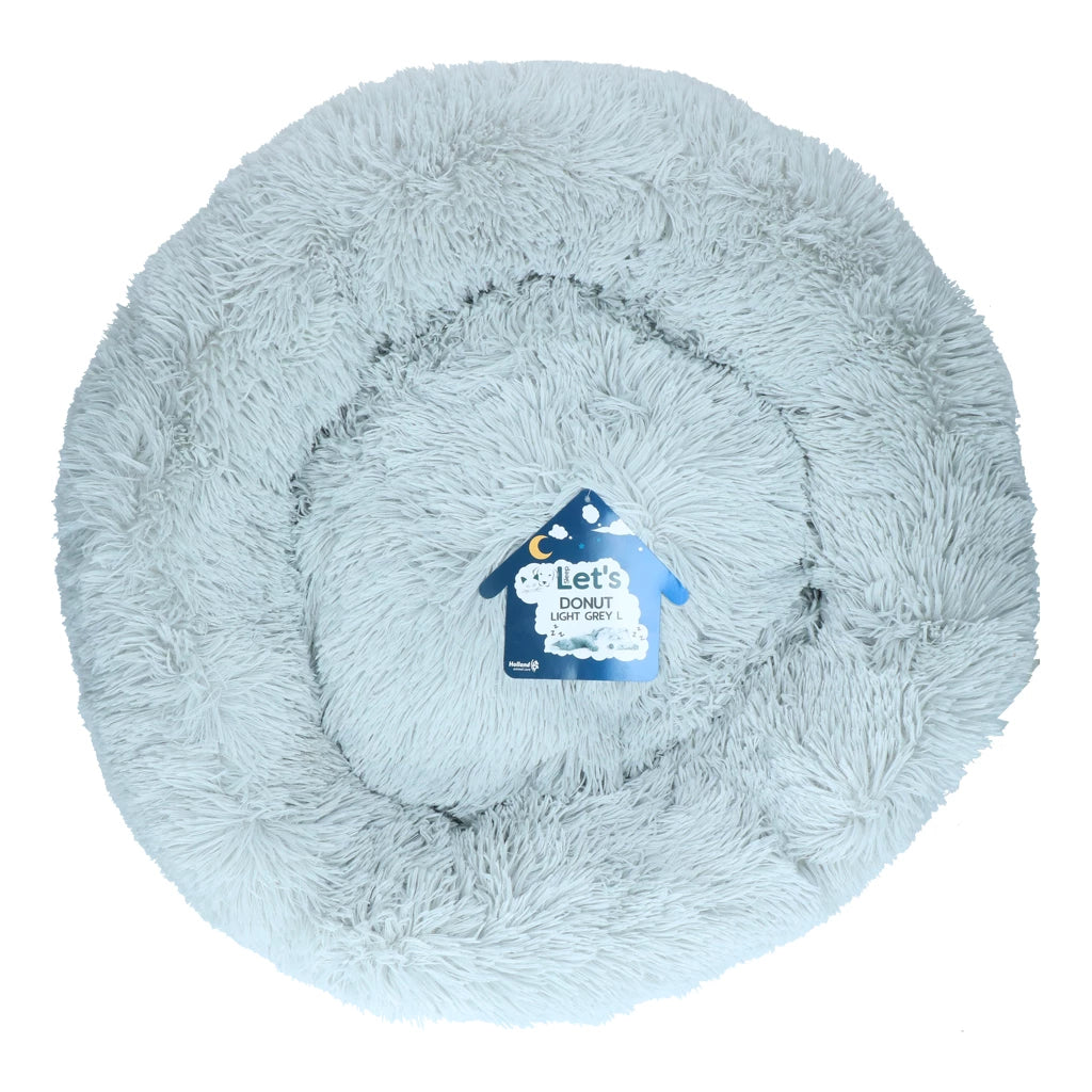 Let's Sleep Donut Lichtgrijs – Fluffy Donut Mand voor Hond & Kat