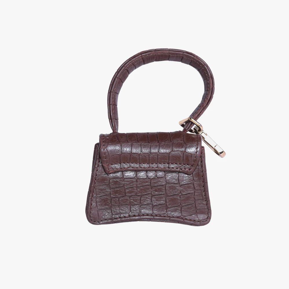 Mini Bag Croco Donkerbruin – Leren beloningstasje hond