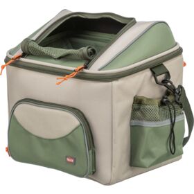 Trixie stuur-fietsmand olijfgroen beige met schouderriem en ligmat