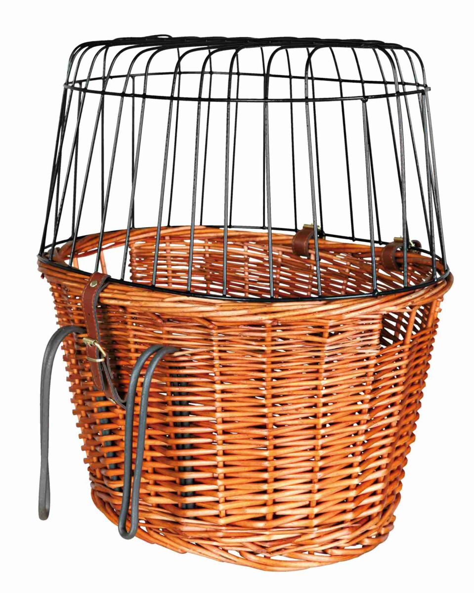TRIXIE Stuur Hondenfietsmand Naturel – Wilgenteen met Draadkoepel (44×48×33 cm, tot 5 kg)