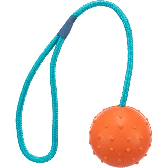 Trixie Bal aan Koord Natuurrubber 6x30cm | Apporteerspeeltje Hond