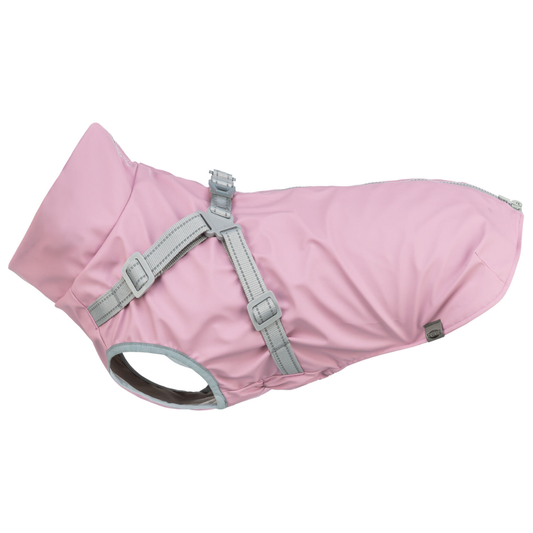 Trixie Pontis Rain roze hondenjas met geïntegreerd tuig – waterdicht, winddicht en reflecterend