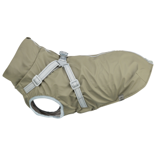Trixie Pontis Rain groen hondenjas met geïntegreerd tuig – waterdicht, winddicht en reflecterend
